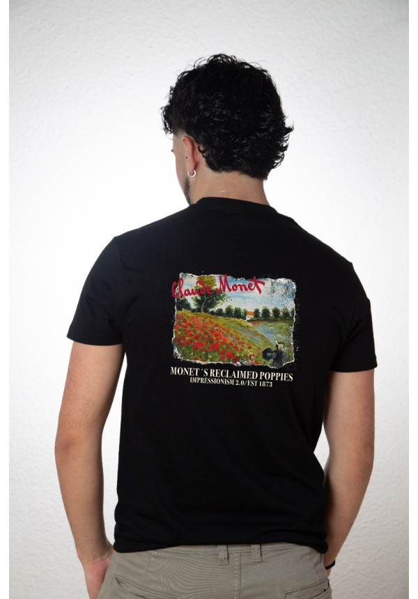 Camiseta Negra Monet Amapolas