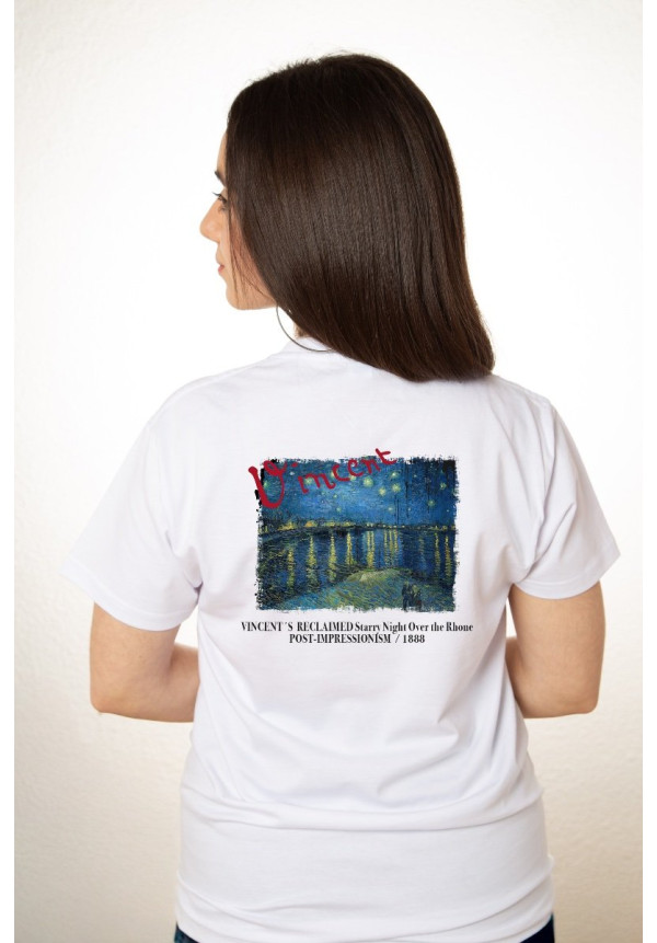 Camiseta Blanca Starry Night Over The Rhone