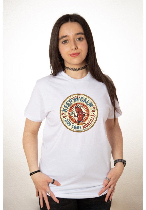 Camiseta Blanca Keep Calm Morcilla