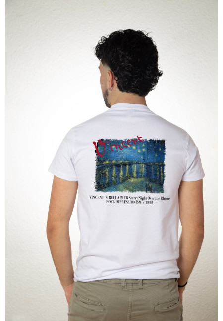 Camiseta Blanca Starry Night Over The Rhone