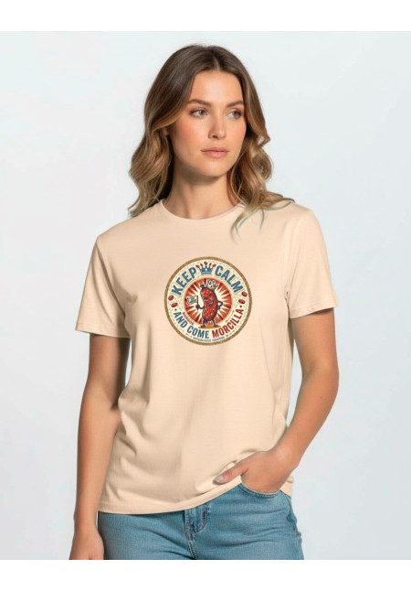 Camiseta Beige Keep Calm Morcilla
