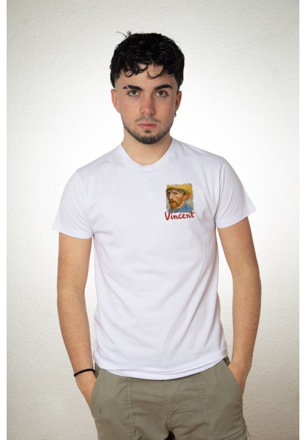 Camiseta Blanca Vangogh Autorretrato