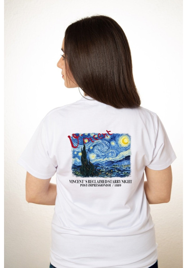 Camiseta Blanca Vangogh Starry Night