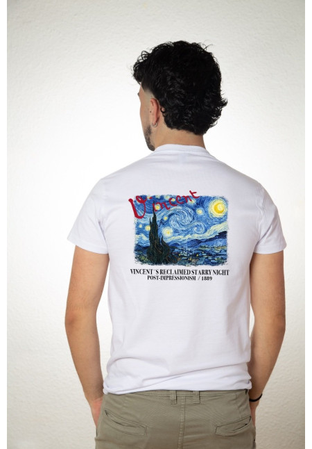 Camiseta Blanca Vangogh Starry Night