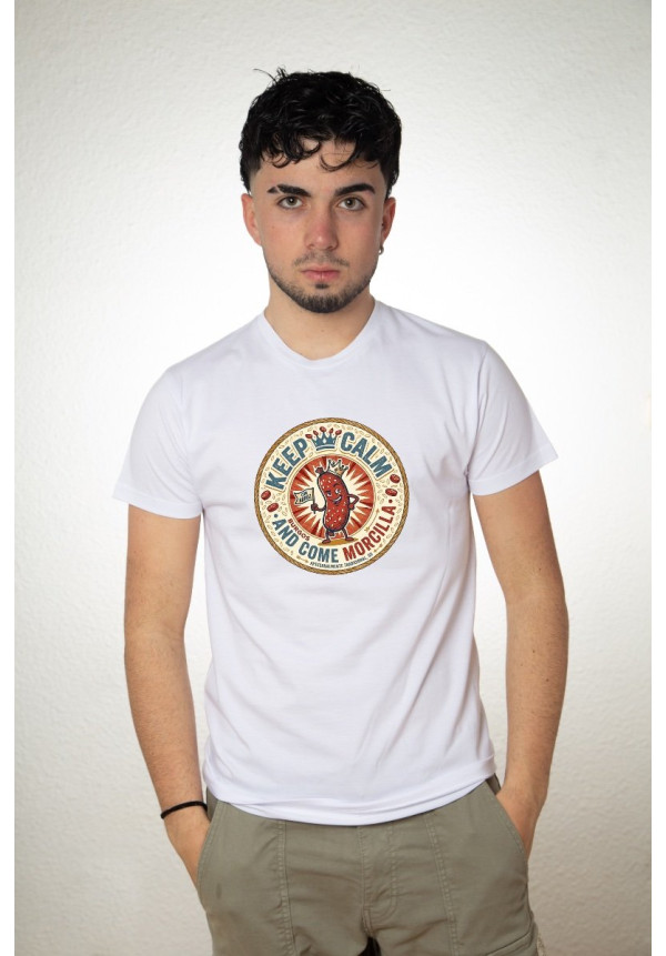 Camiseta Blanca Keep Calm Morcilla