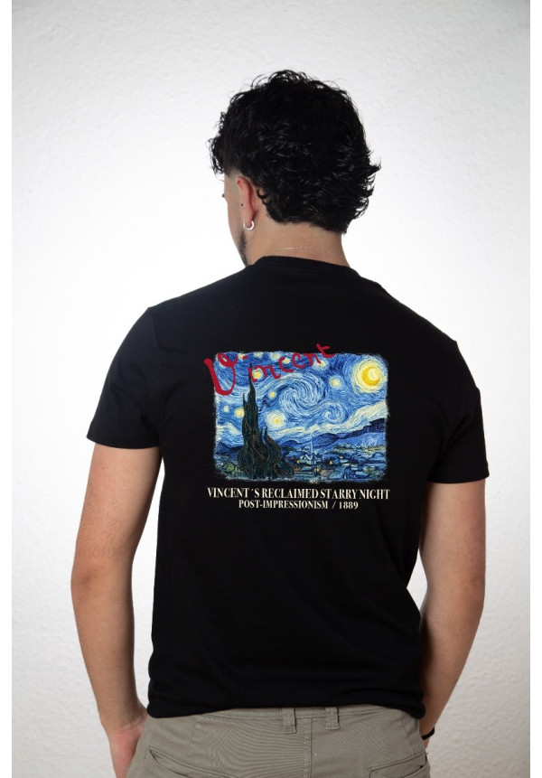 Camiseta Negra Vangogh Starry Night