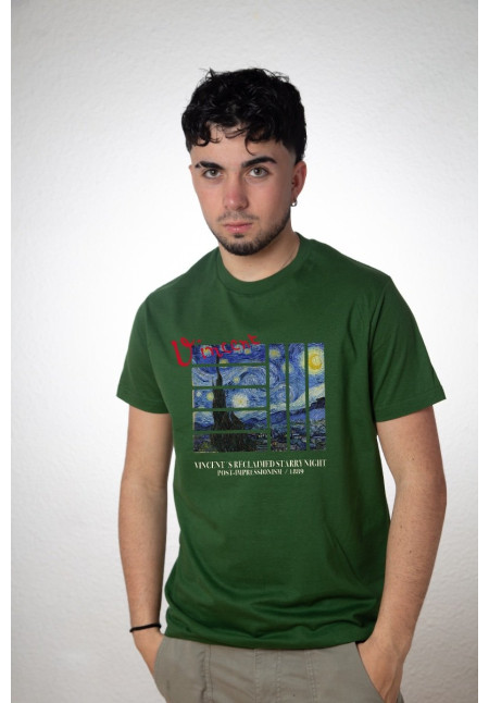 Camiseta Verde Vangogh Starry Night V2
