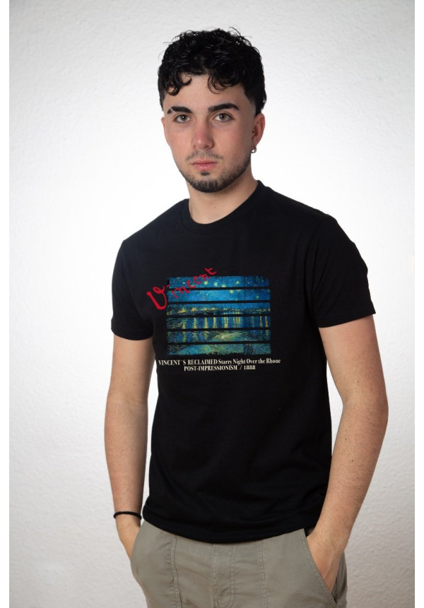 Camiseta Negra Starry Night Over The Rhone V2