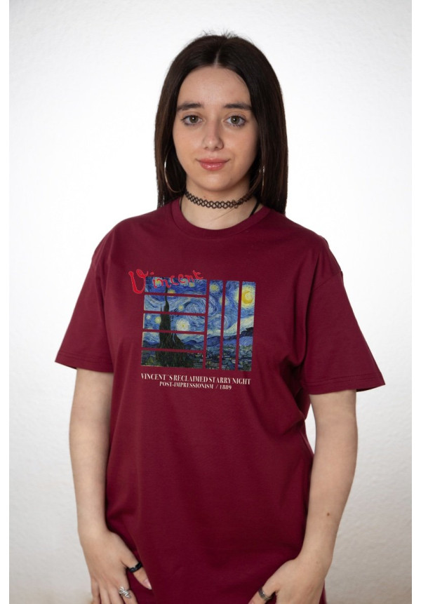 Camiseta Granate Vangogh Starry Night V2