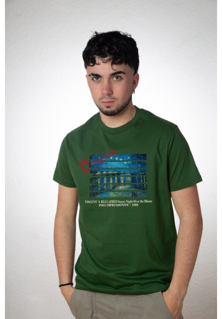 Camiseta Verde Starry Night Over The Rhone V2
