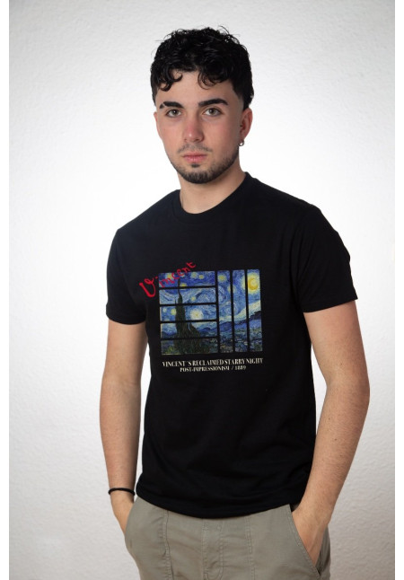 Camiseta Negra Vangogh Starry Night V2
